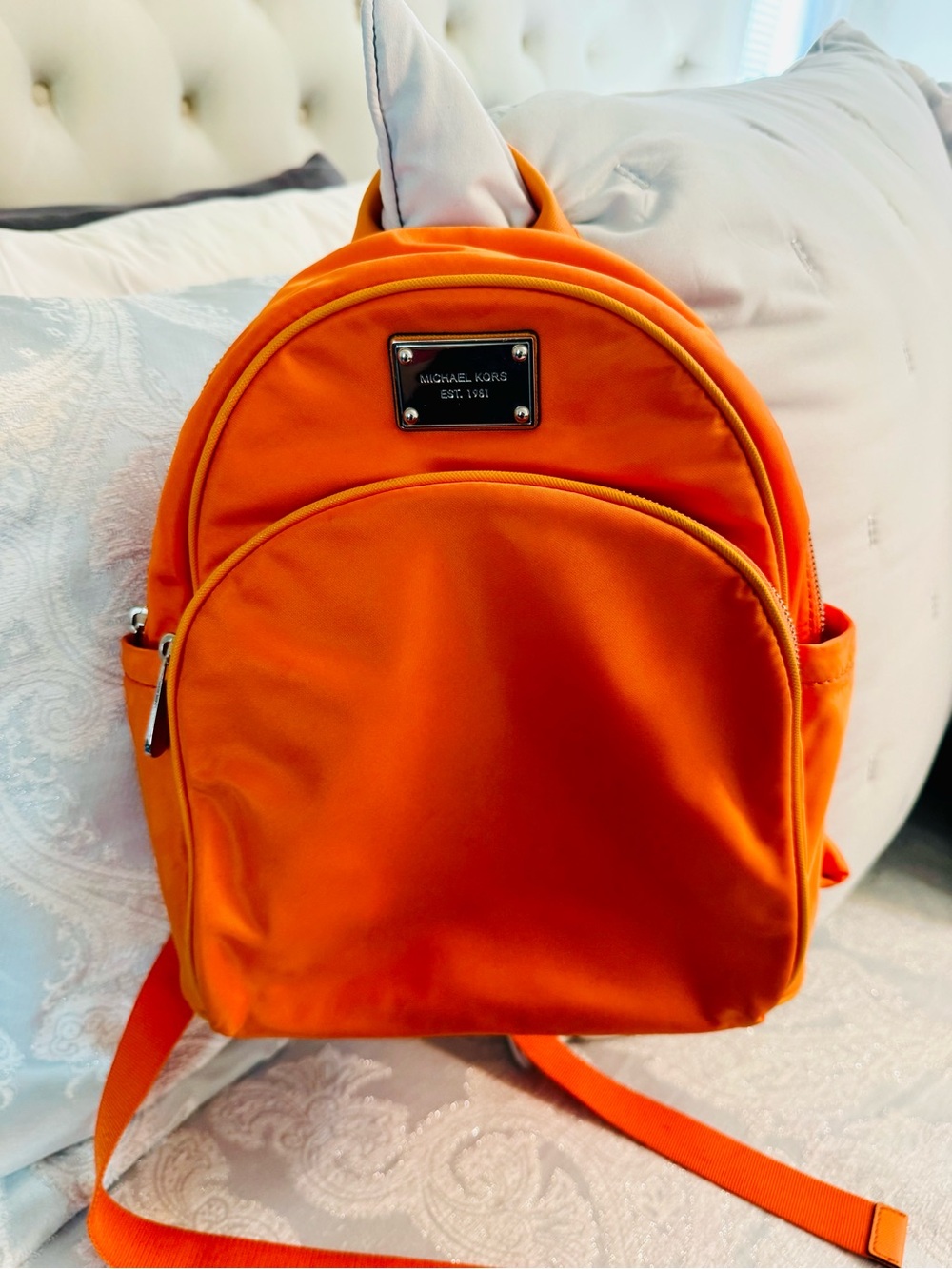 Michael Kors Orange Nylon Mini Backpack